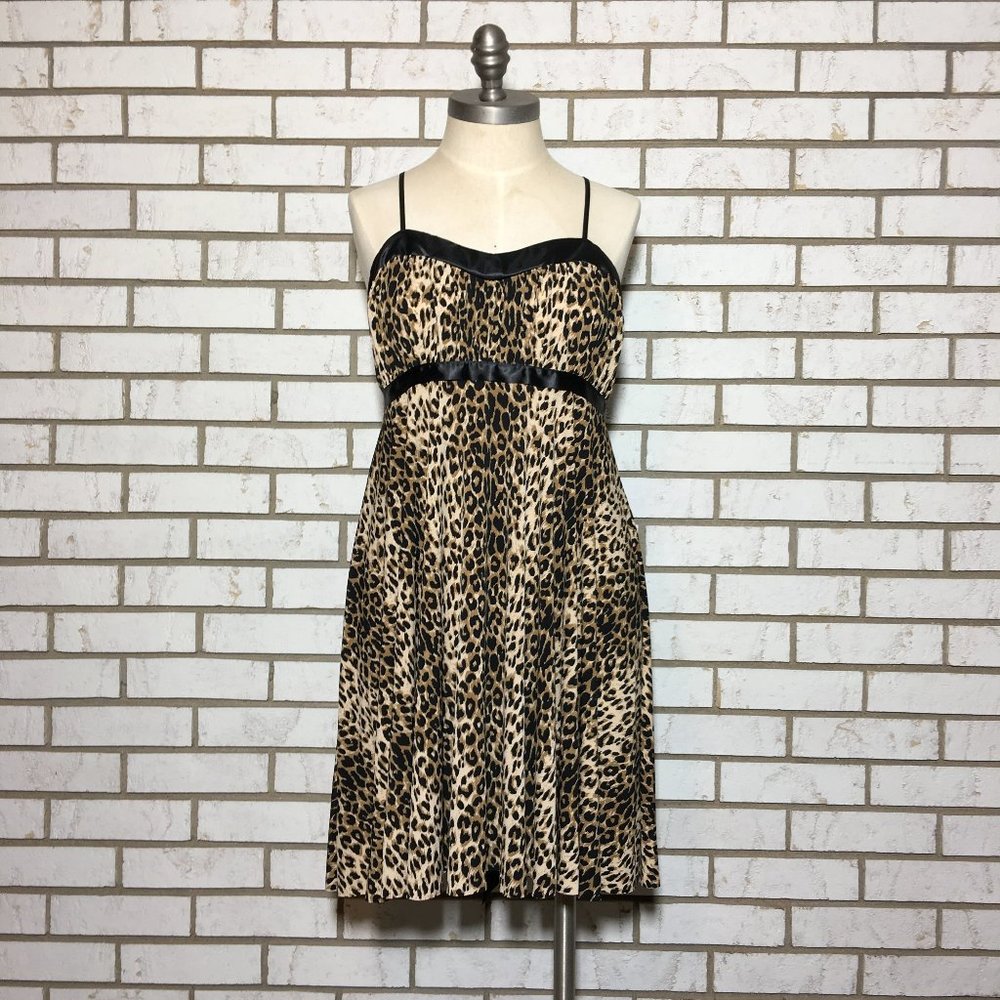 Forever Animal Print Dress Black Trim/Straps Sz L